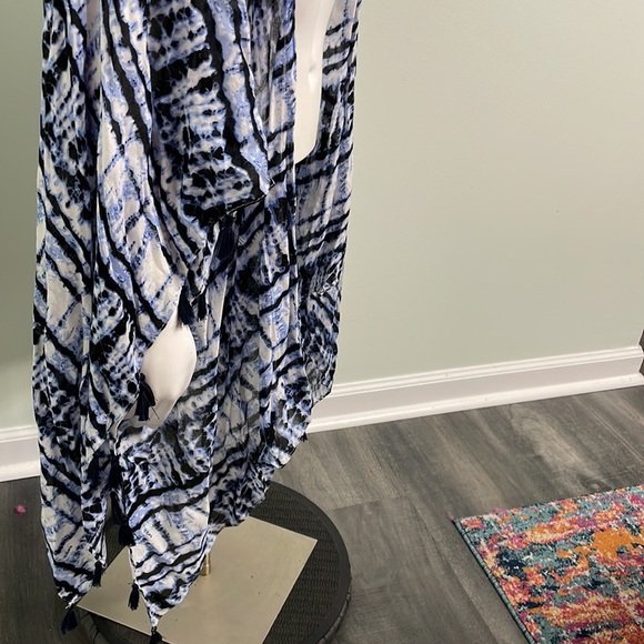 NWT Lane Bryant Blue Tie Dye Kimono Scarf Cardigan Wrap Shawl - Picture 3 of 8